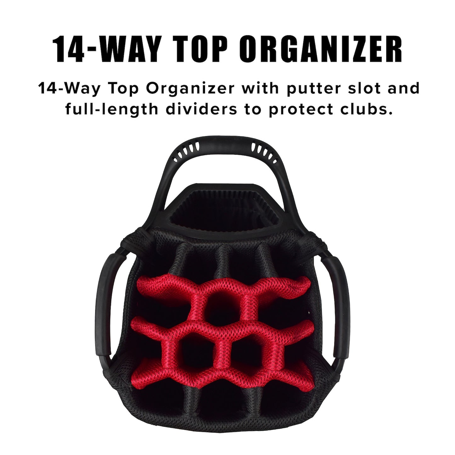 Snake Eyes SE500 Cart Golf Bag 14 Way Divider Black Red