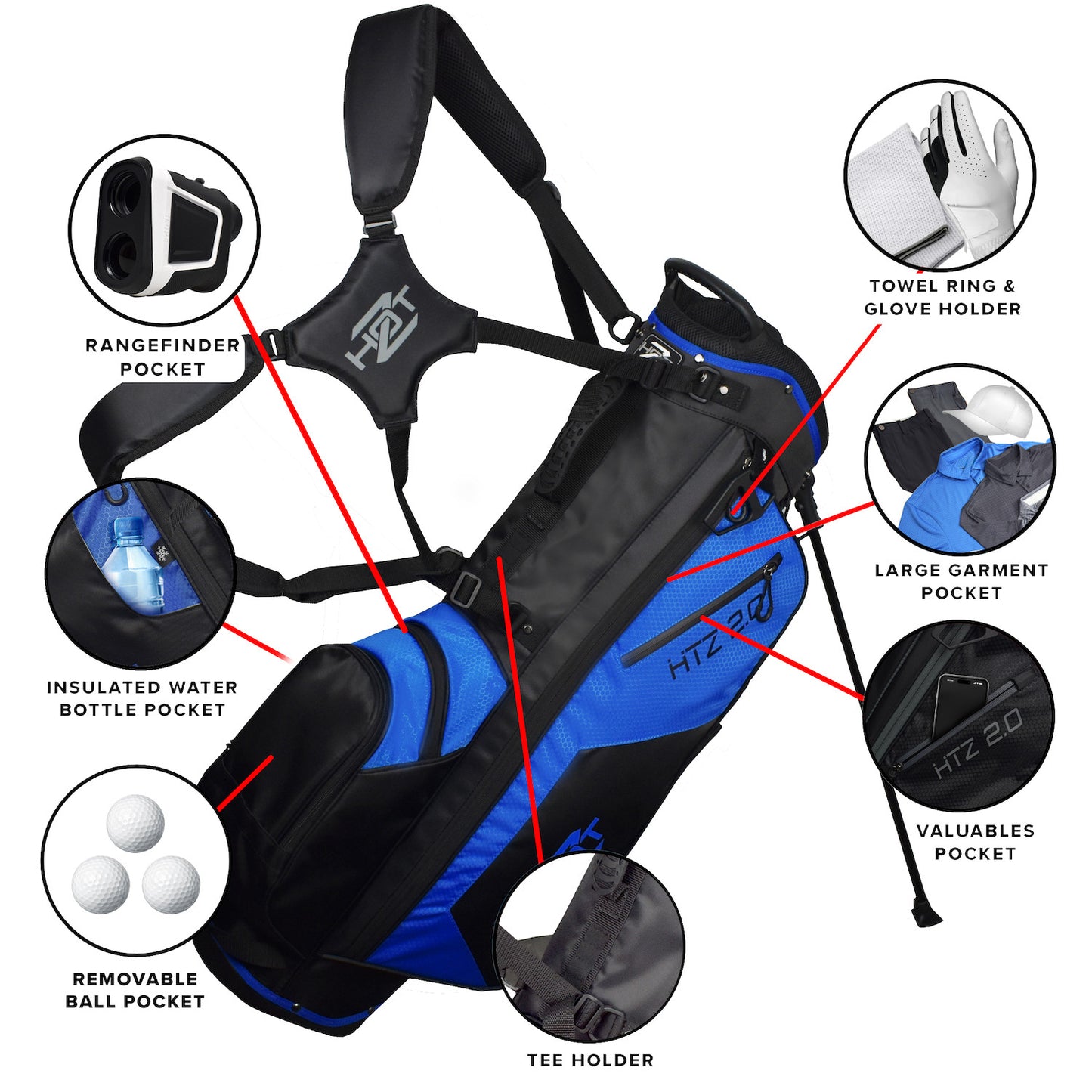 Hot Z 2.0 Golf Bag Stand Bag Royal Blue Black