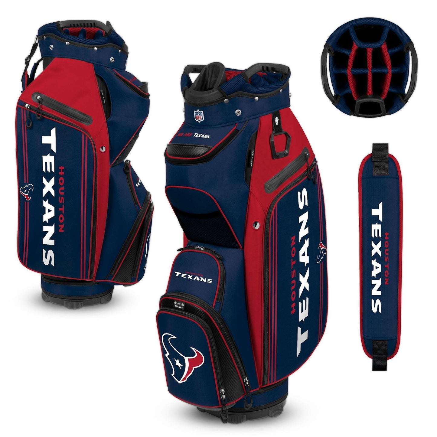 NFL Team Effort Houston Texans Golf Bucket III Cooler Cart Bag 14 Way Divider
