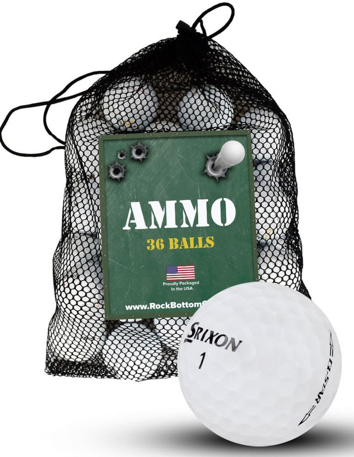 AMMO Srixon Golf Assorted Mixed Near Mint Recycled Golf Balls 36 Ball Mesh Bag