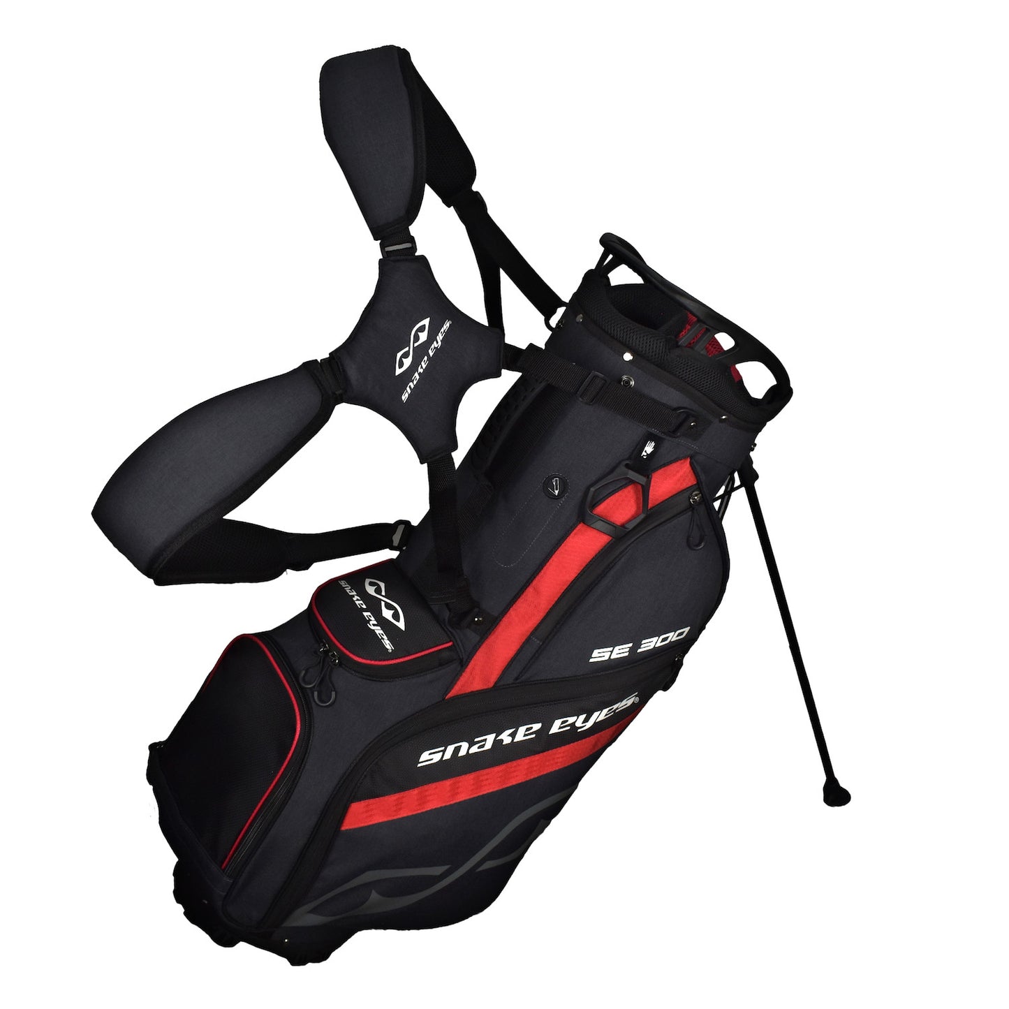 Snake Eyes SE300 Hybrid Stand Golf Bag 14 Way Divider Black Red
