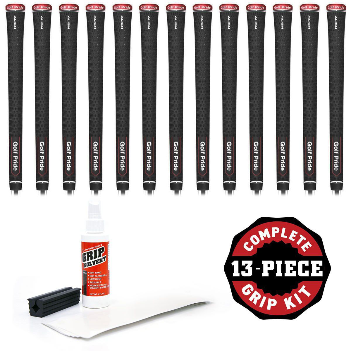 Set of 13 Golf Pride Tour Velvet Align Midsize Golf Grips with Solvent/Tape/Vise