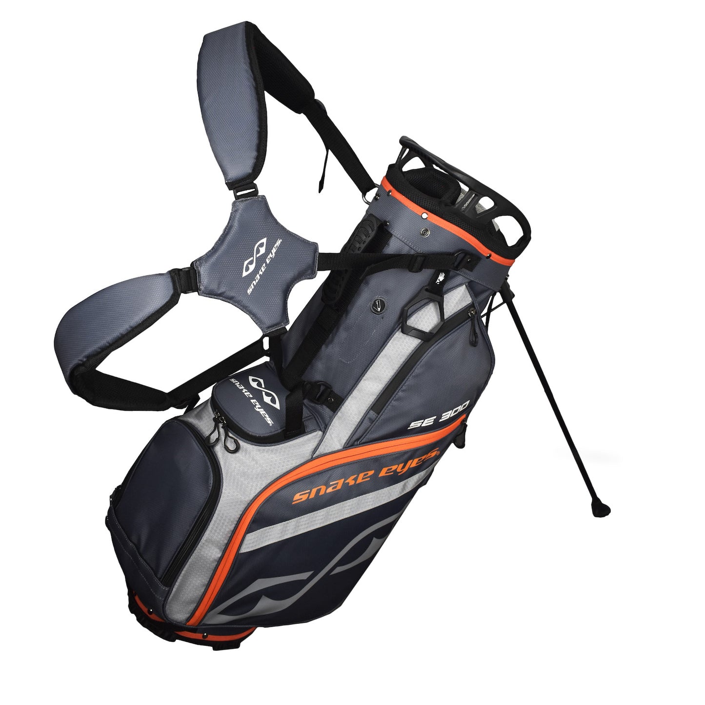 Snake Eyes SE300 Hybrid Stand Golf Bag 14 Way Divider Grey Orange