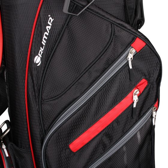 Orlimar SRX 14.9 Golf Stand Bag Black Red 14 Way Divider