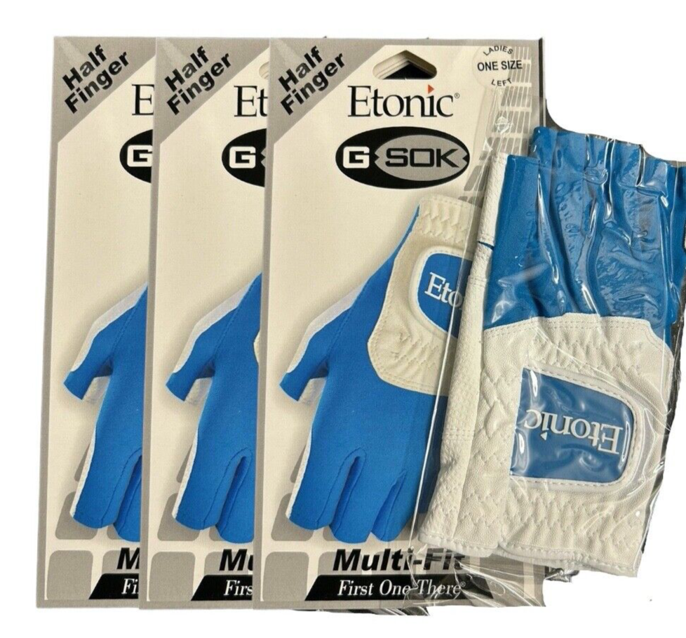 Pack of 3 Etonic G-SOK Ladies Half Finger Golf Glove One Size Worn on Left Hand