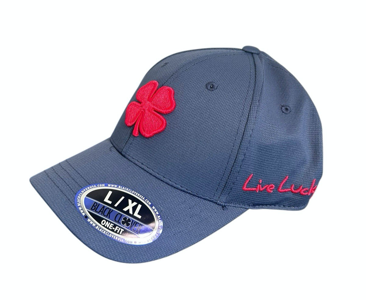 Black Clover Fitted Golf Hat Size L/XL Spring Luck Navy Blue Pink