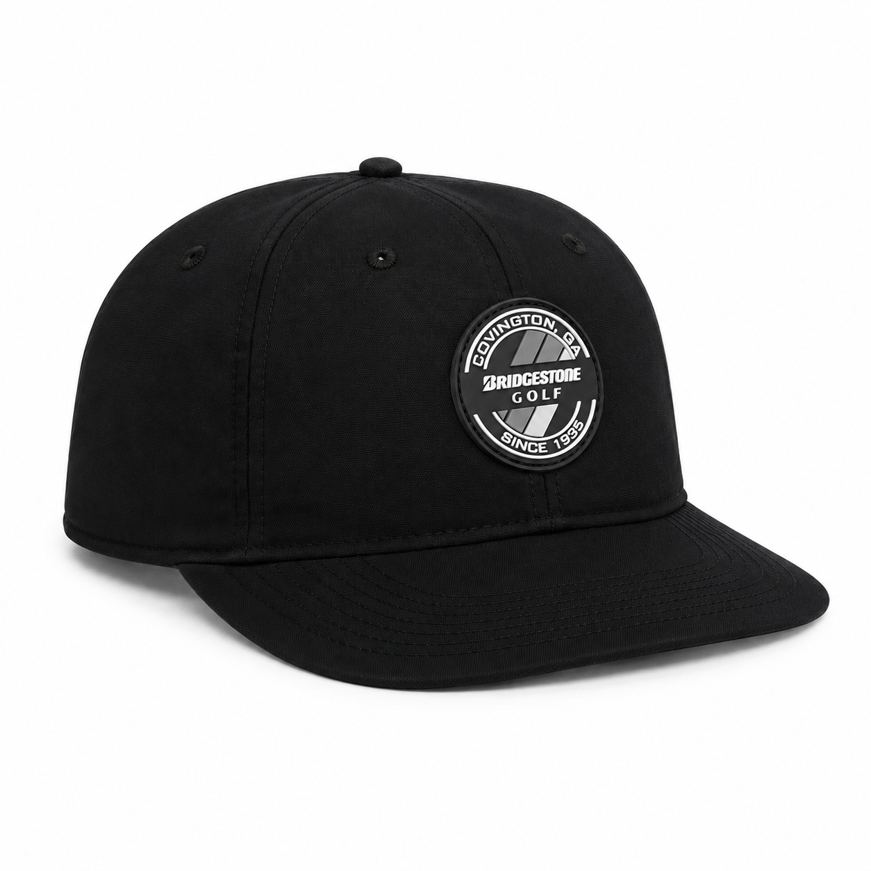 Bridgestone Crusher Hat 6 Panel Adjustable Snapback Hat Lightweight Black