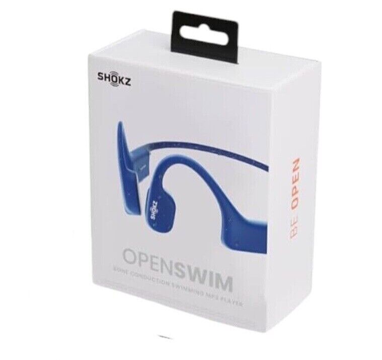Aftershokz OpenSwim Bone Conduction Swimming Headphones Blue Brand New