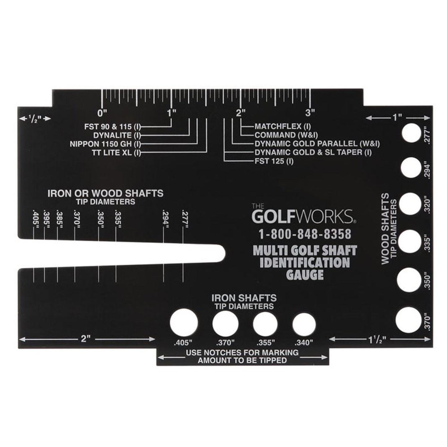 GolfWorks Multi Golf Shaft ID Identification Gauge Measurement Tool