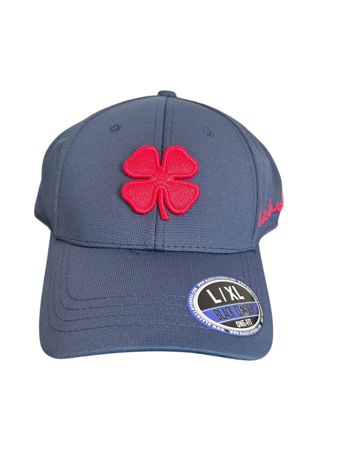 Black Clover Fitted Golf Hat Size L/XL Spring Luck Navy Blue Pink