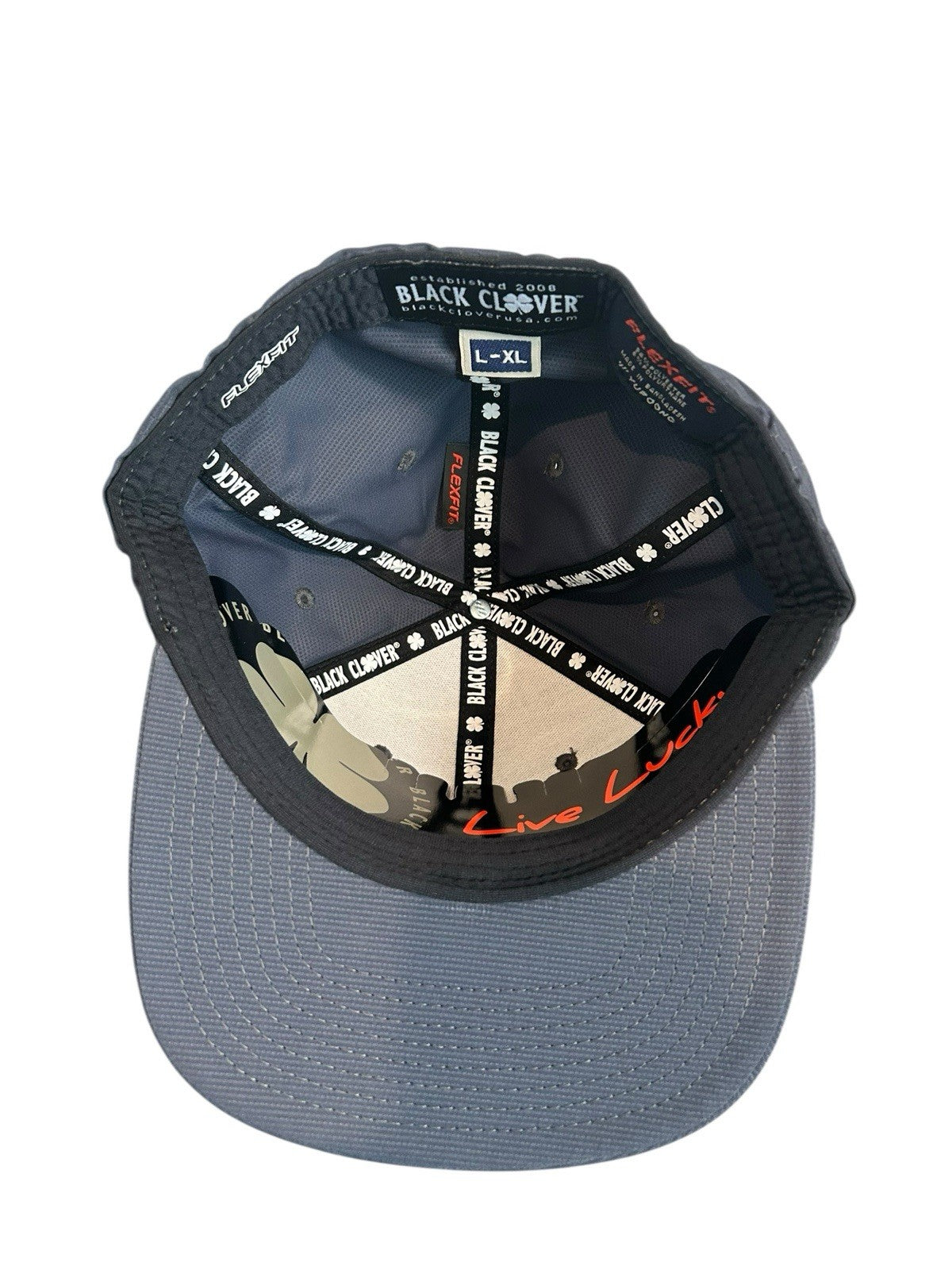 Black Clover Fitted Golf Hat Size L/XL Sharp Flat Bill Heather Grey