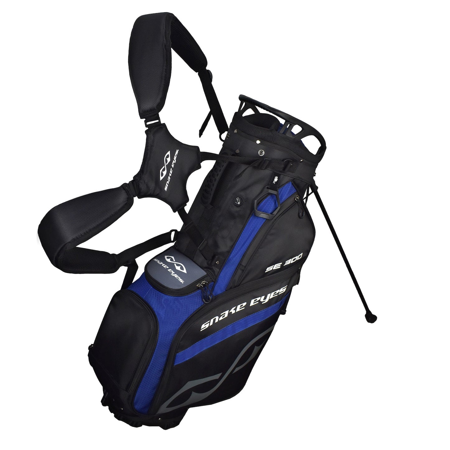 Snake Eyes SE300 Hybrid Stand Golf Bag 14 Way Divider Black Blue Grey