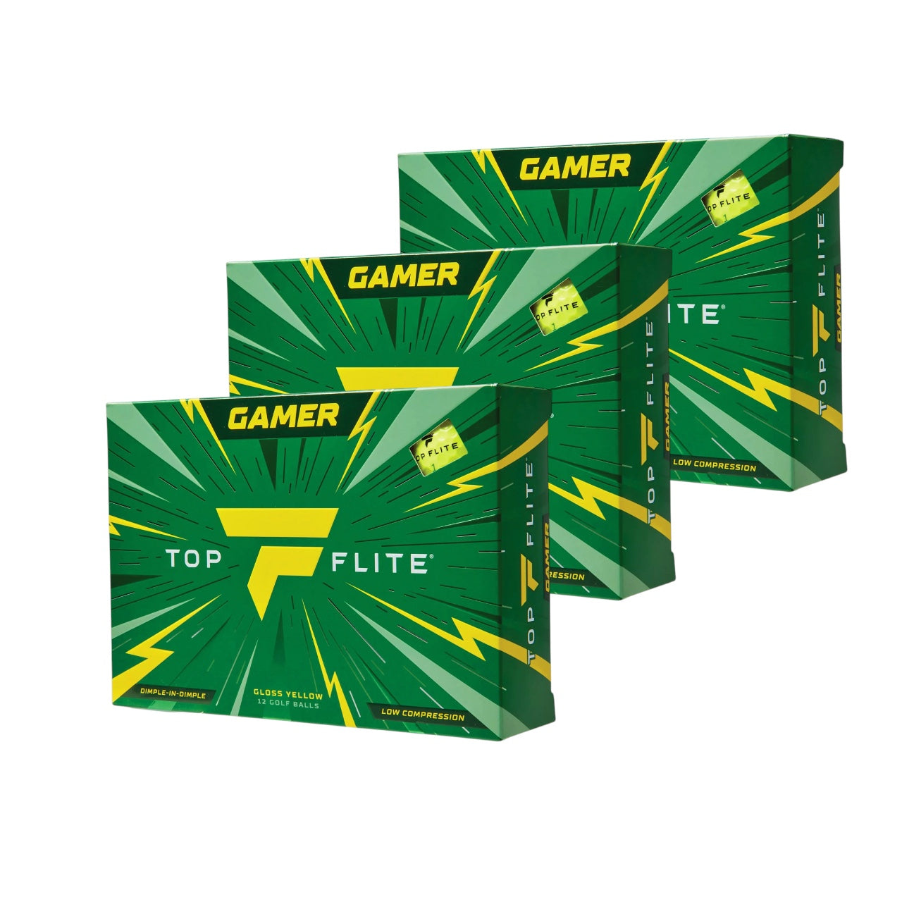 3 Dozen Top Flite Gamer Golf Balls Gloss Yellow High Visibility 36 Balls NEW