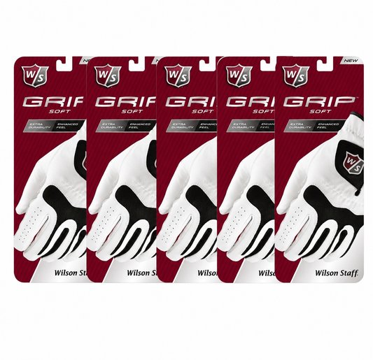 Pack of 5 Wilson Grip Soft Golf Glove Men's Left Hand Choose Size