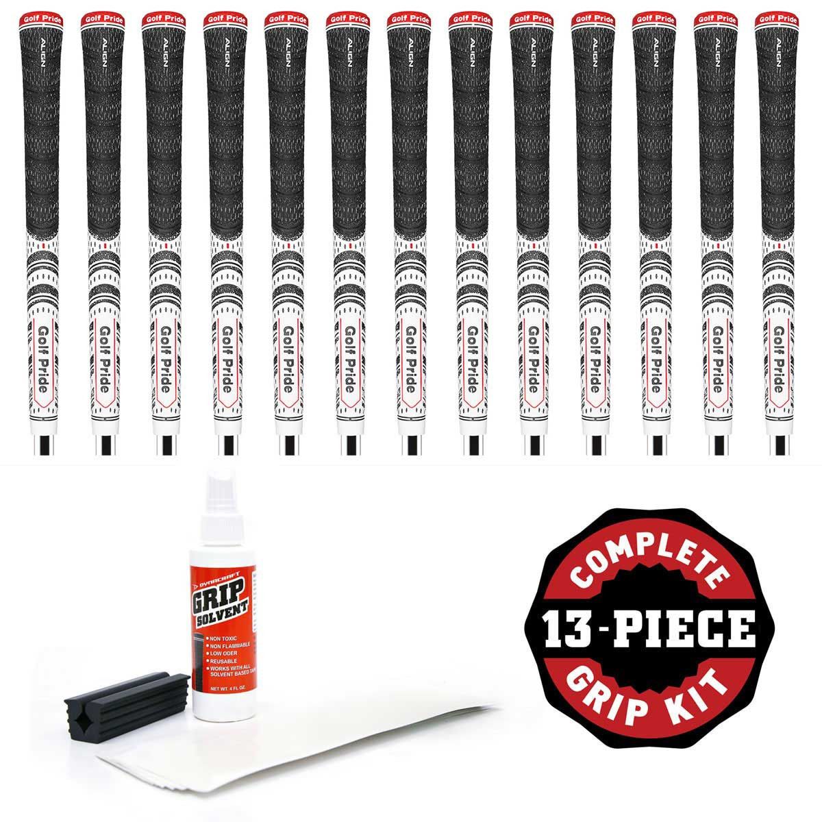 Set of 13 Golf Pride MCC Align Midsize White Golf Grip Kit with Tape/Solvent/Vise