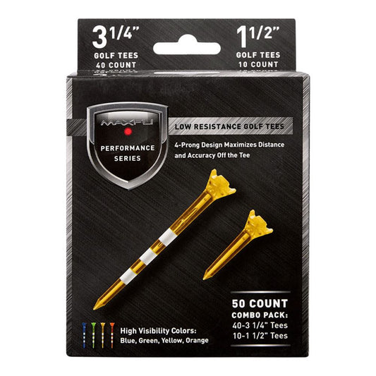 Maxflit Translucent Golf Tees Low Resistance 50 Count Combo Pack 3 1/4" & 1 1/2"