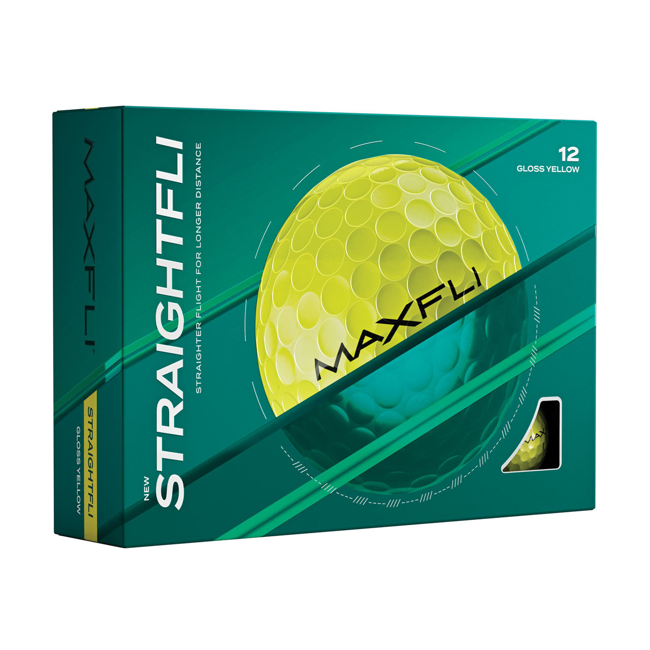 Maxfli StraightFli Golf Balls 1 Dozen 12 Balls Gloss Yellow Longer Distance