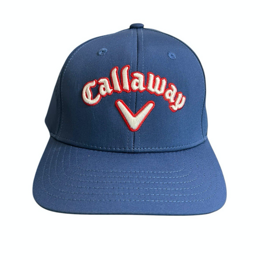 Callaway Golf Riviera Fitted Golf Hat Size S/M Blue USA Flag