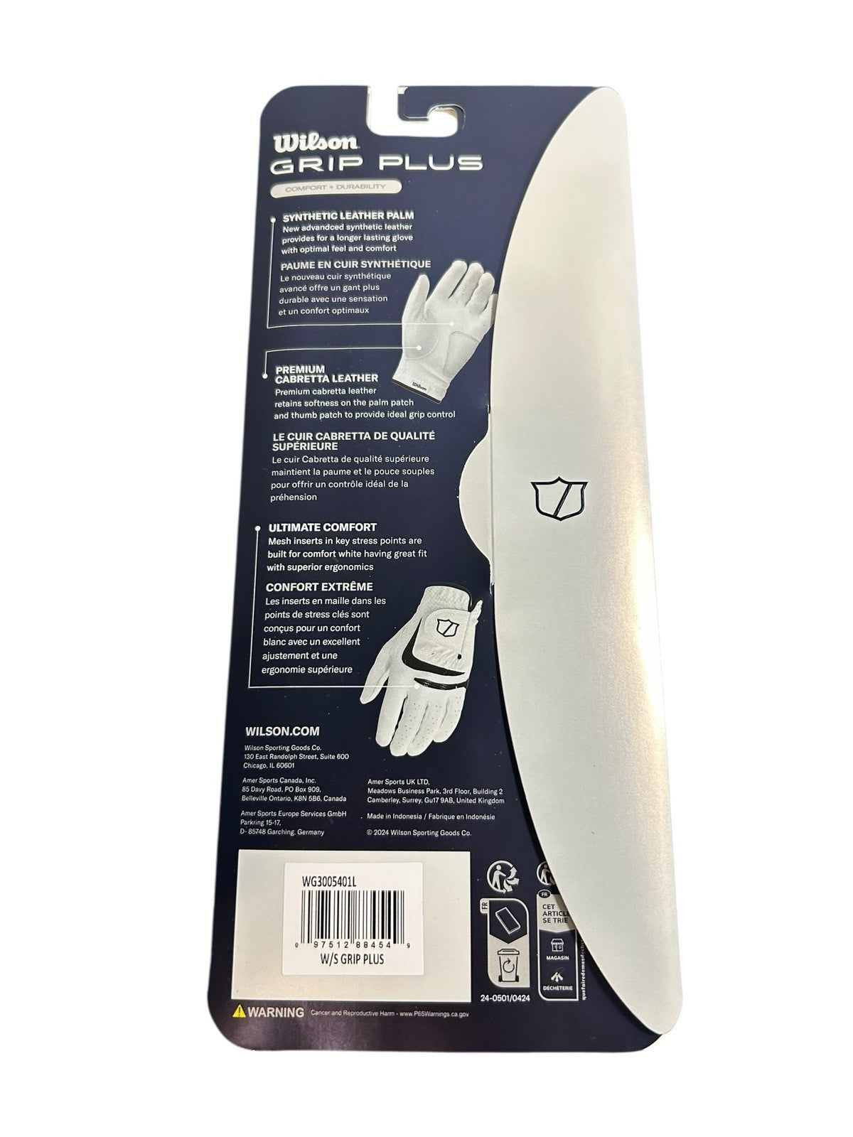 Pack of 3 Wilson Grip Plus Golf Gloves White Choose Size