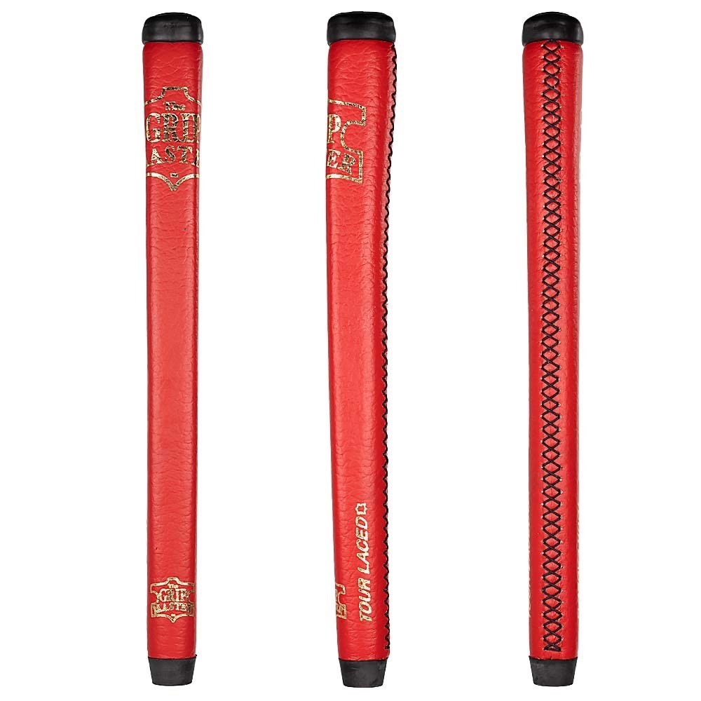 The Grip Master Cross Lace Tour Laced Putter Grip Red Black Cap