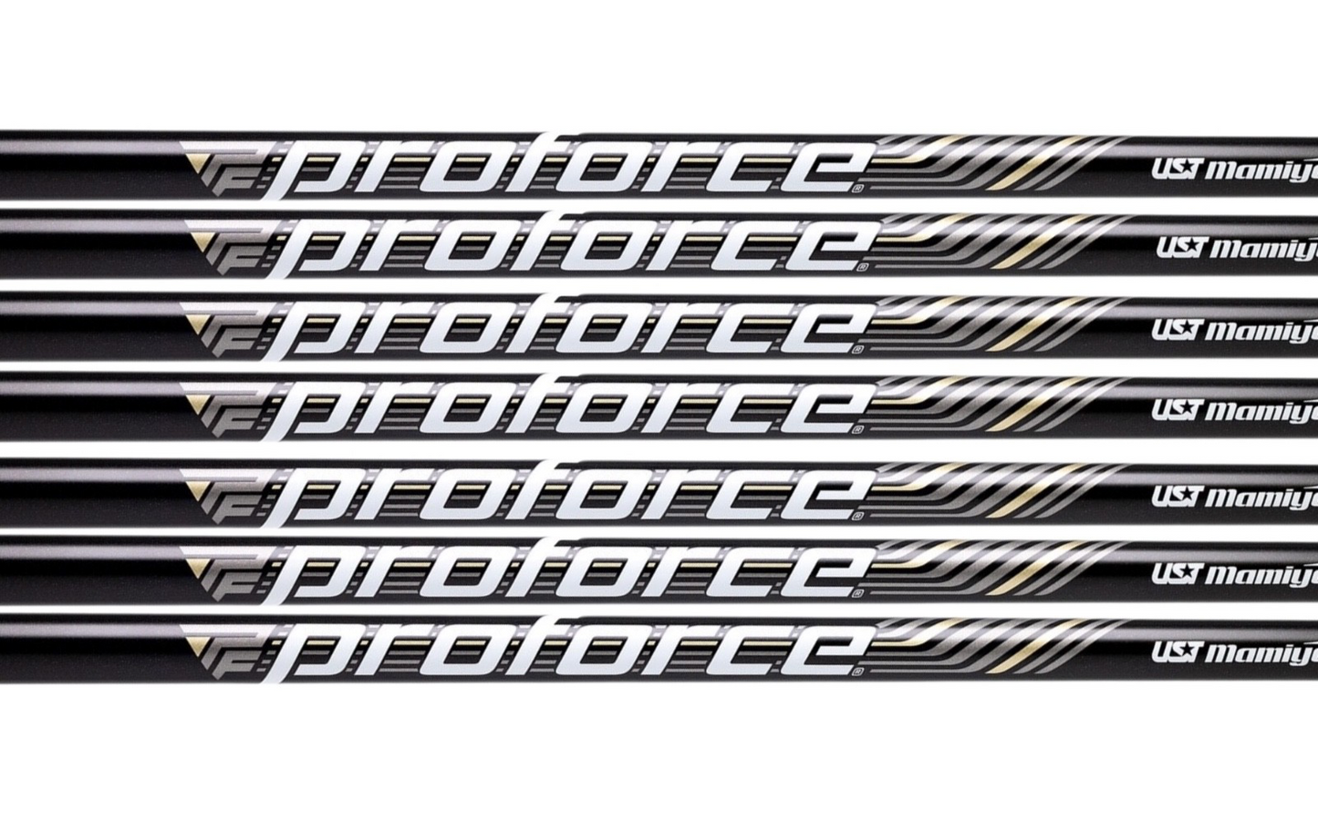 Set of 7 UST Mamiya Proforce Iron Shafts Stiff Flex 95g Graphite .370 Tip