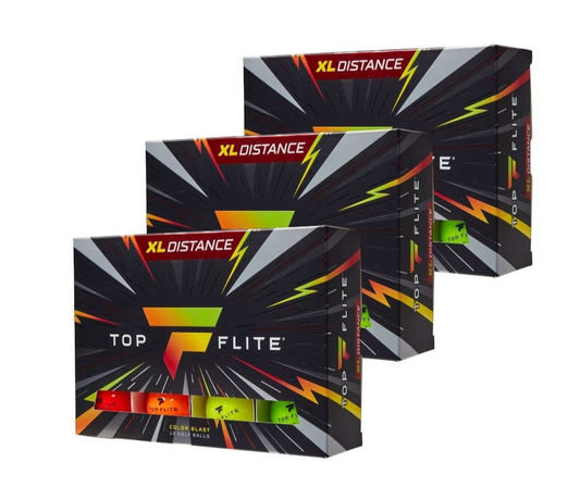 3 Dozen Top Flite XL Distance Golf Balls 36 Balls Color Blast Multi Color