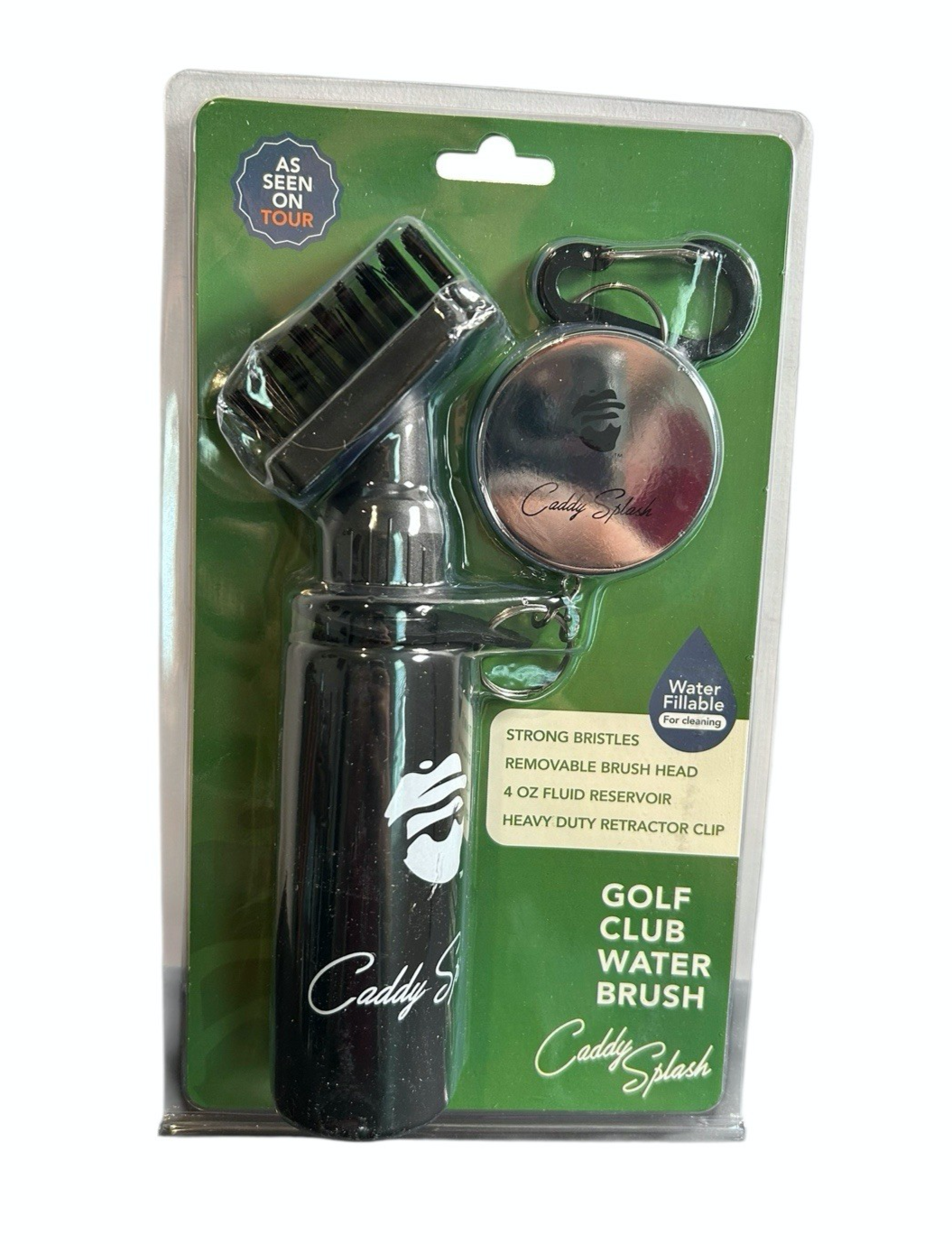 Caddy Splash Original Golf Club Water Brush Heavy Duty Retractable Clip