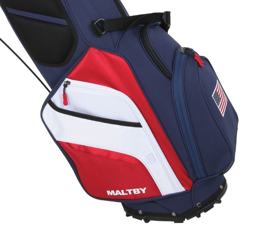 Maltby Golf Stand Bag 14 Way Divider USA Flag Red White Blue