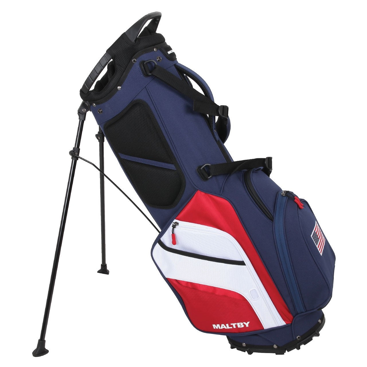 Maltby Golf Stand Bag 14 Way Divider USA Flag Red White Blue