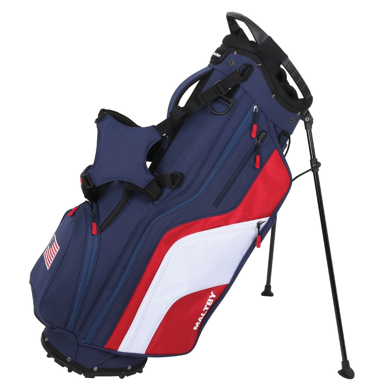 Maltby Golf Stand Bag 14 Way Divider USA Flag Red White Blue
