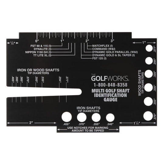 GolfWorks Multi Golf Shaft ID Identification Gauge Measurement Tool
