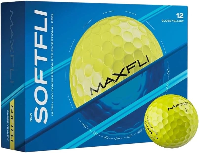 Maxfli SoftFli Golf Balls 1 Dozen 12 Balls Gloss Yellow Ultra Low Compression
