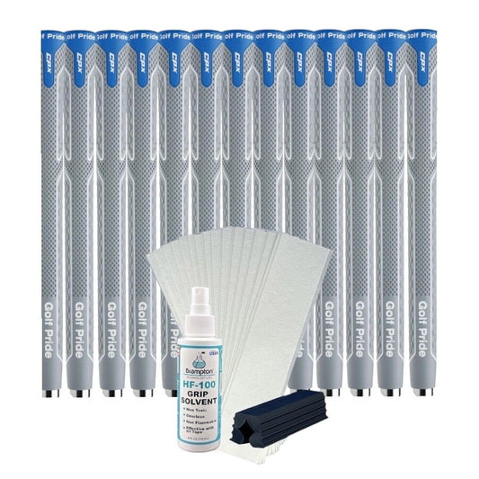 Set of 13 Golf Pride CPX Golf Grips Blue Grey with Grip Kit