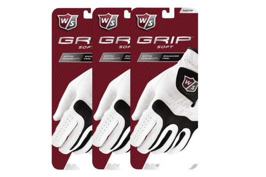 Pack of 3 Wilson Staff Grip Soft Men's Golf Glove Worn on Left Choose Size NEW