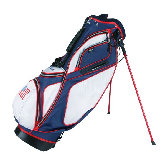 Powerbilt TPS Dunes USA Flag Golf Stand Bag Red White Blue 6 Way Divider