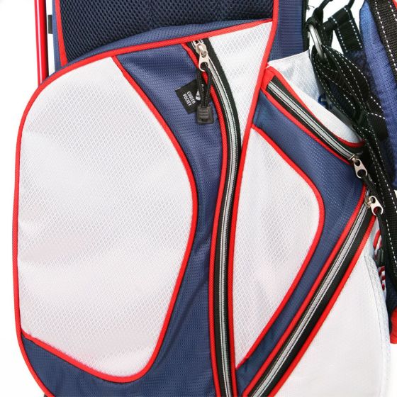 Powerbilt TPS Dunes USA Flag Golf Stand Bag Red White Blue 6 Way Divider